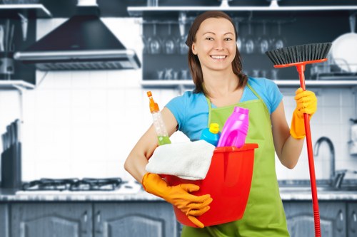 Local cleaning team preparing an office for a scheduled visit